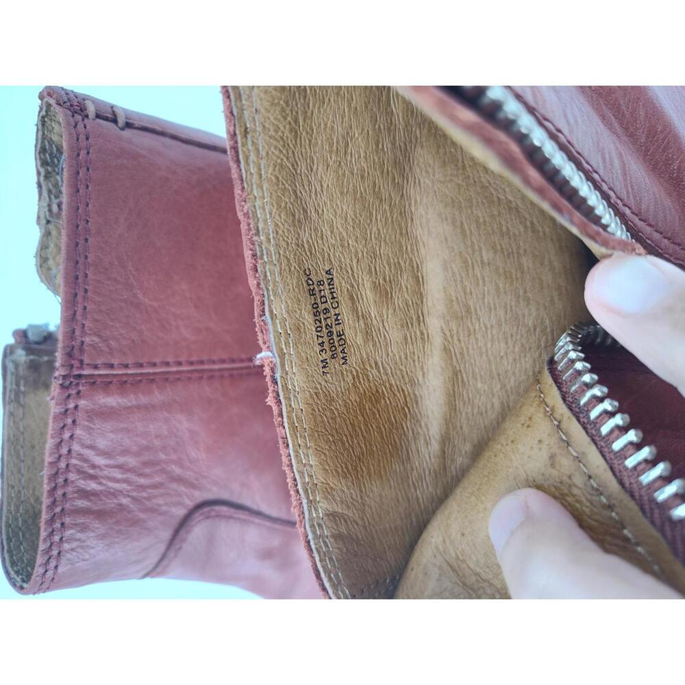 Frye Leather Gia Lug Zip Ankle Booties High Top Sneaker Size 7 Gloria Red Clay - Picture 7 of 13